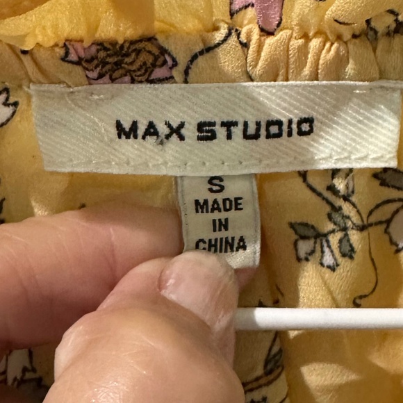 Max Studio Yellow and Pink Floral Ditsy Ruffle Top - Picture 3 of 7